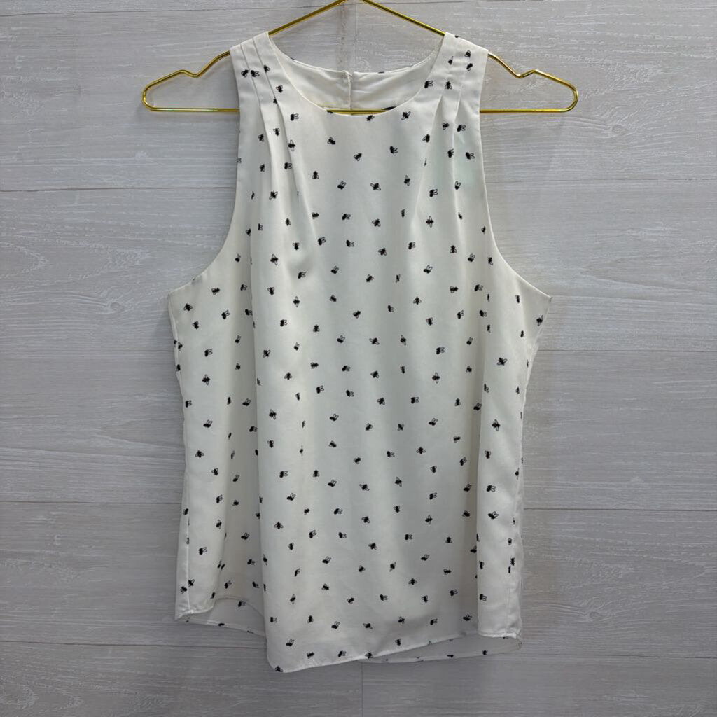 Banana Republic White/ Black Bee Print Tank Top Small