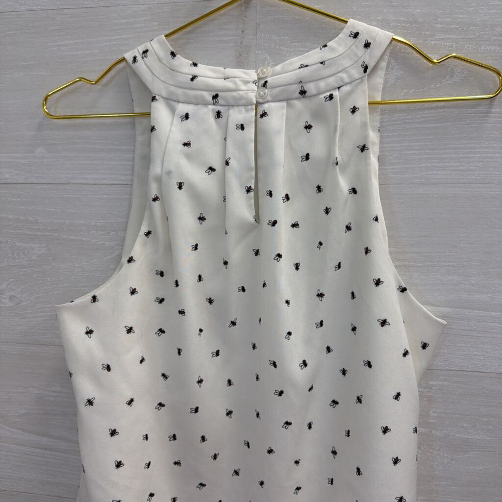 Banana Republic White/ Black Bee Print Tank Top Small