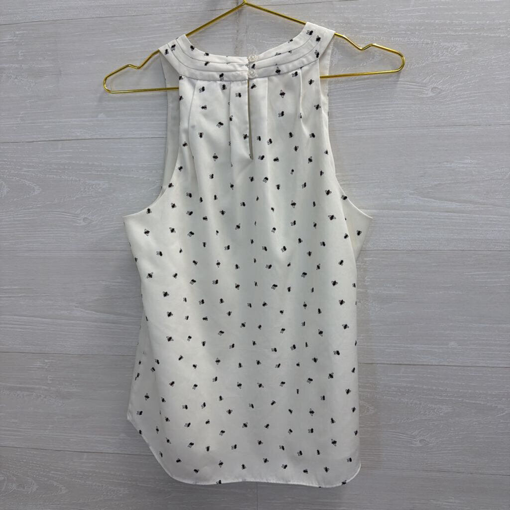 Banana Republic White/ Black Bee Print Tank Top Small