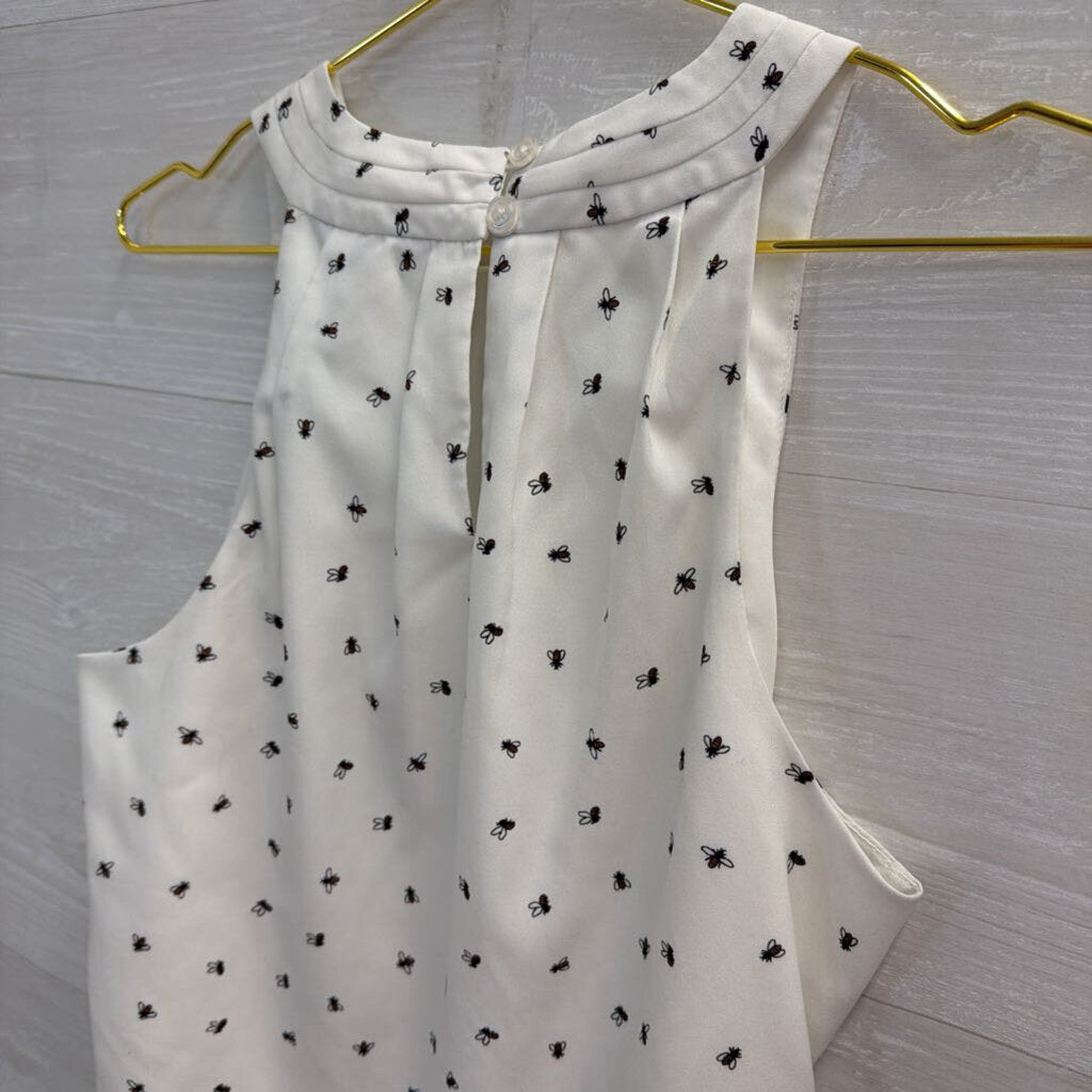 Banana Republic White/ Black Bee Print Tank Top Small
