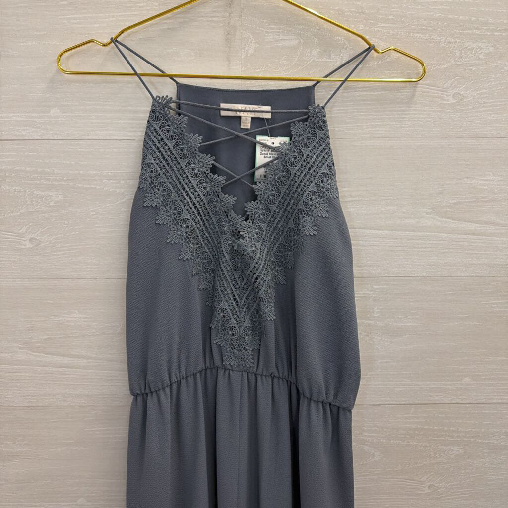 WAYF Blue Lace Detail Maxi Dress Small