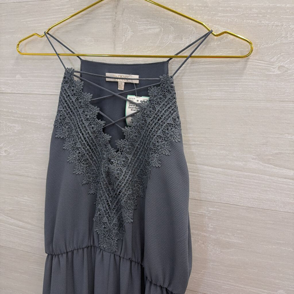 WAYF Blue Lace Detail Maxi Dress Small