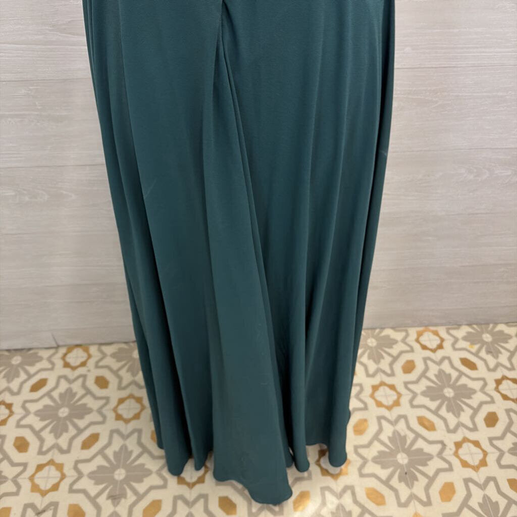Lulus Green Chiffon High Neck Cross Back Long Formal Dress Extra Small