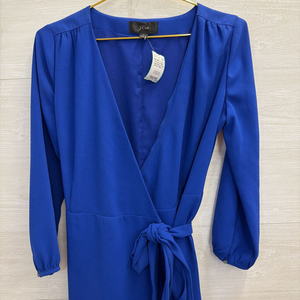 J Crew Royal Blue Long Sleeve Wrap Dress 2