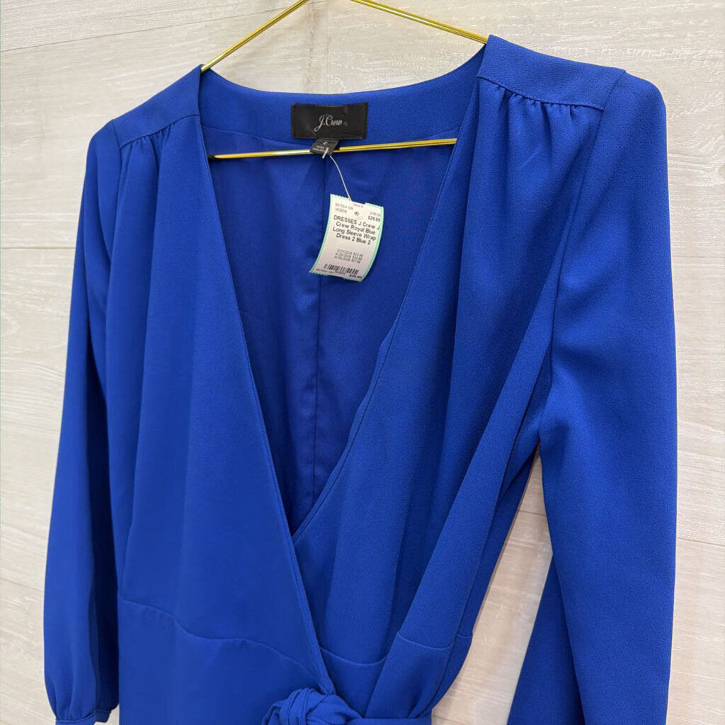 J Crew Royal Blue Long Sleeve Wrap Dress 2