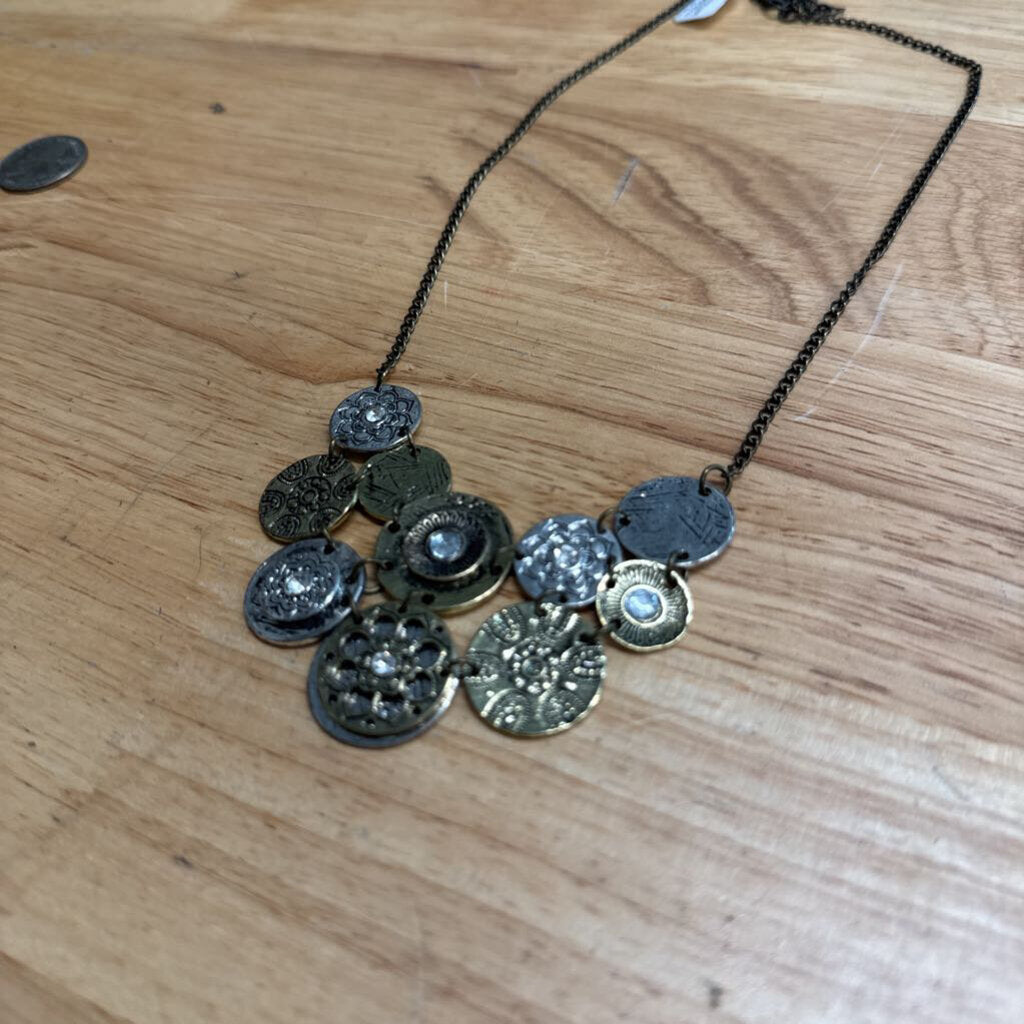 Silver/ Gold Layered Circle Statement Necklace