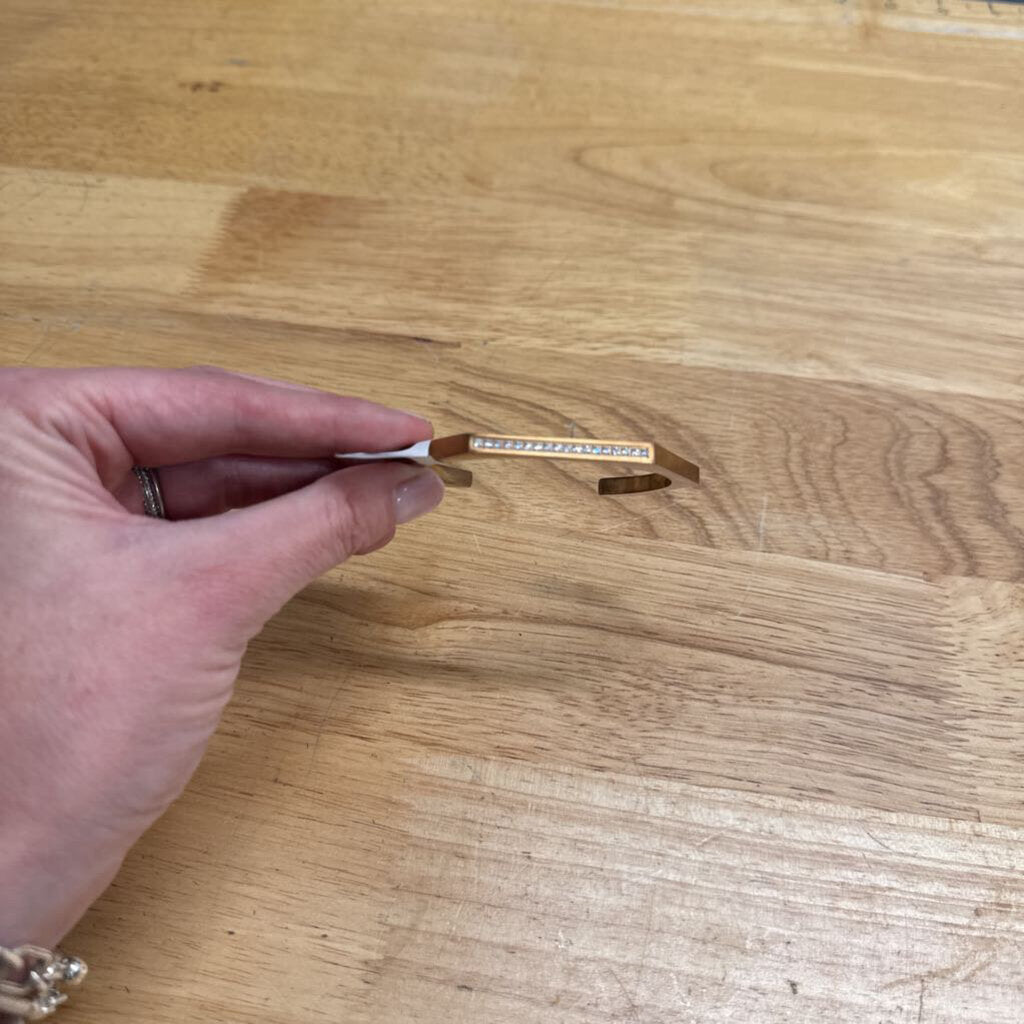 B Tiff Gold Edge Pave Hexagon Bangle Bracelet