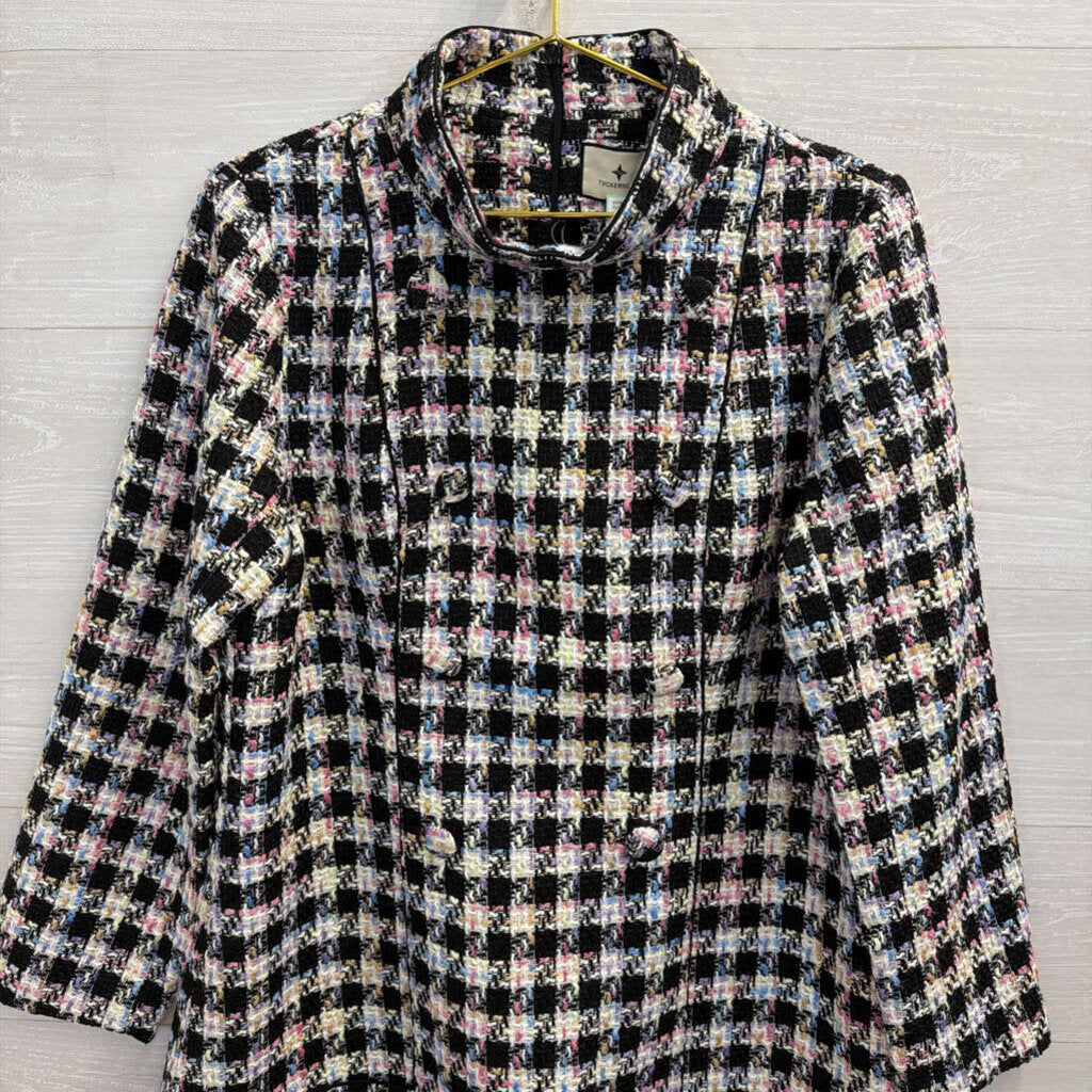 Tuckernuck Black/ Multi Prismatic Tweed Radziwill Retro Long Sleeve Mini Dress Extra Large