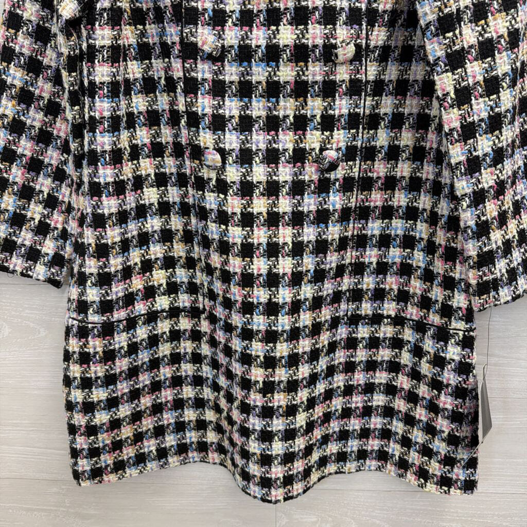 Tuckernuck Black/ Multi Prismatic Tweed Radziwill Retro Long Sleeve Mini Dress Extra Large