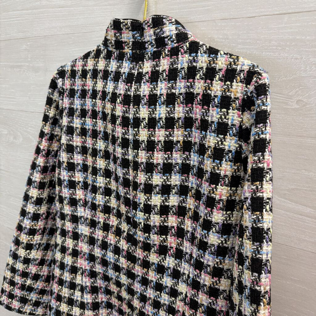 Tuckernuck Black/ Multi Prismatic Tweed Radziwill Retro Long Sleeve Mini Dress Extra Large