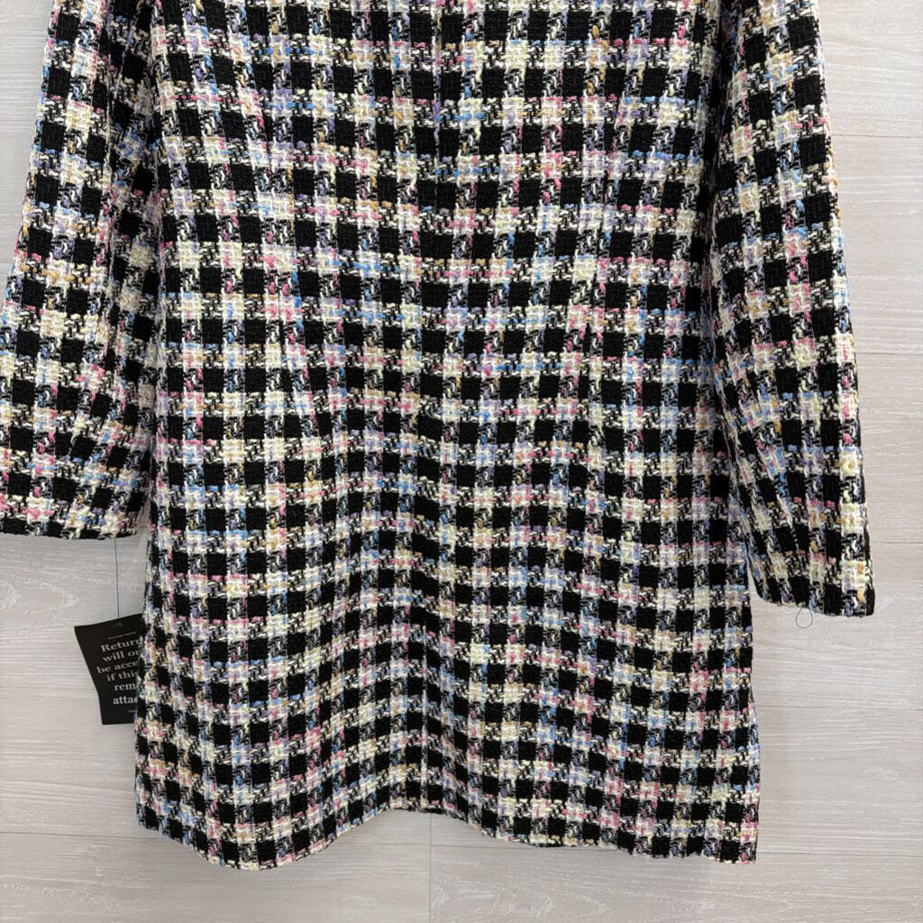 Tuckernuck Black/ Multi Prismatic Tweed Radziwill Retro Long Sleeve Mini Dress Extra Large