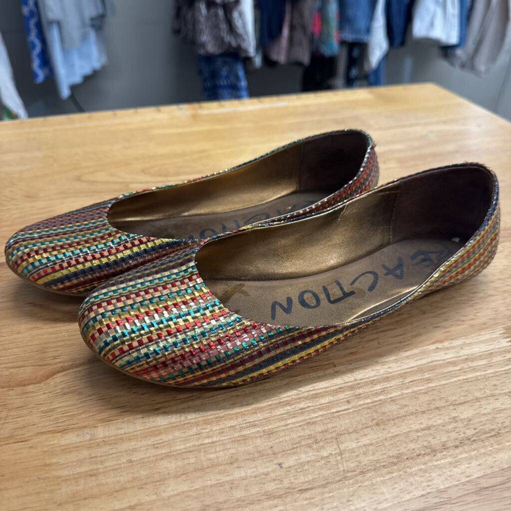 Kenneth Cole Reaction Multi Color Metallic Woven Ballet Flats 8.5