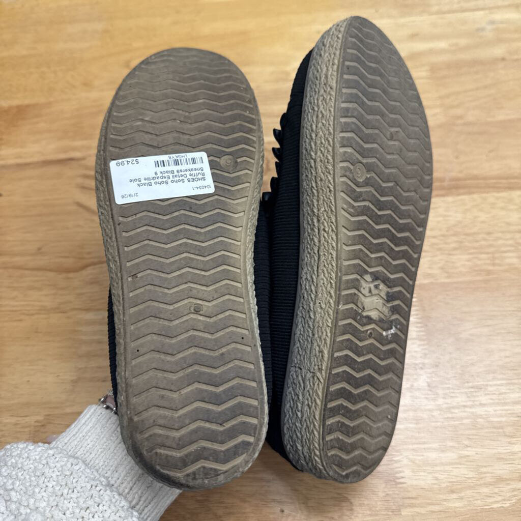 Soho Black Ruffle Detail Espadrille Sole Sneakers9