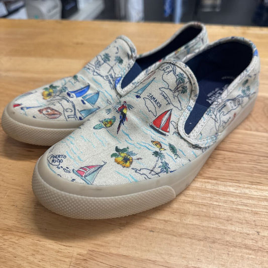 Sperry White/ Multi Seaside Novelty Slip On Sneakers 8