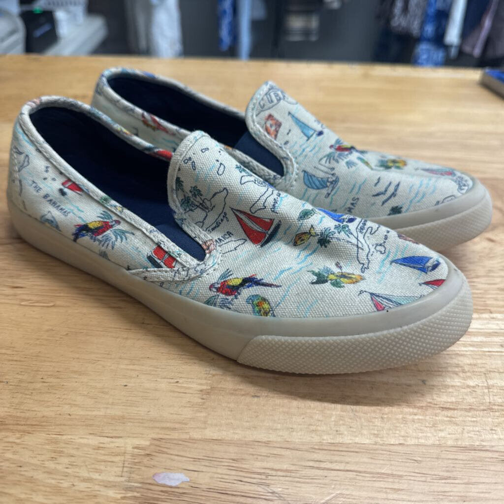 Sperry White/ Multi Seaside Novelty Slip On Sneakers 8