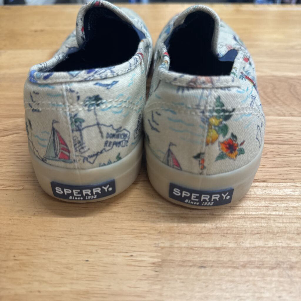 Sperry White/ Multi Seaside Novelty Slip On Sneakers 8