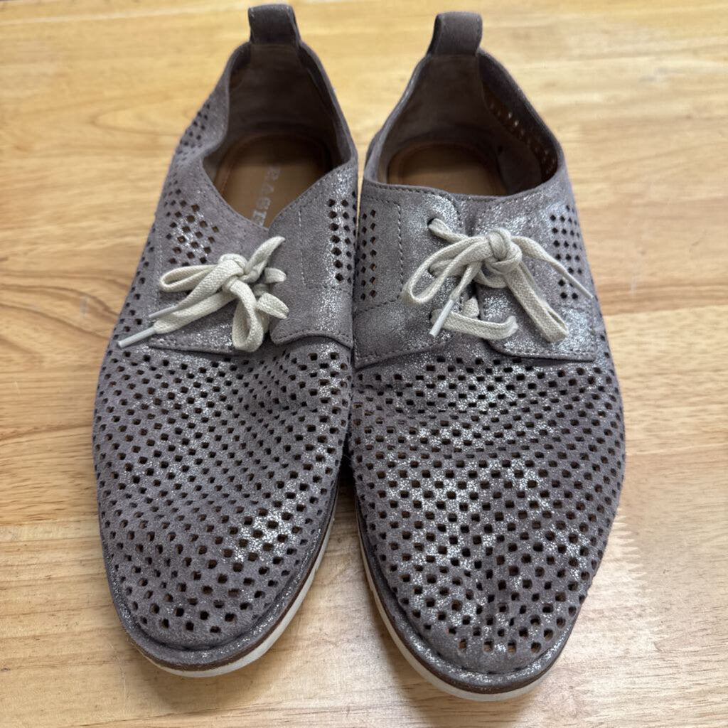 Trask Grey Metallic Lena Perforated Leather Sneakers 8