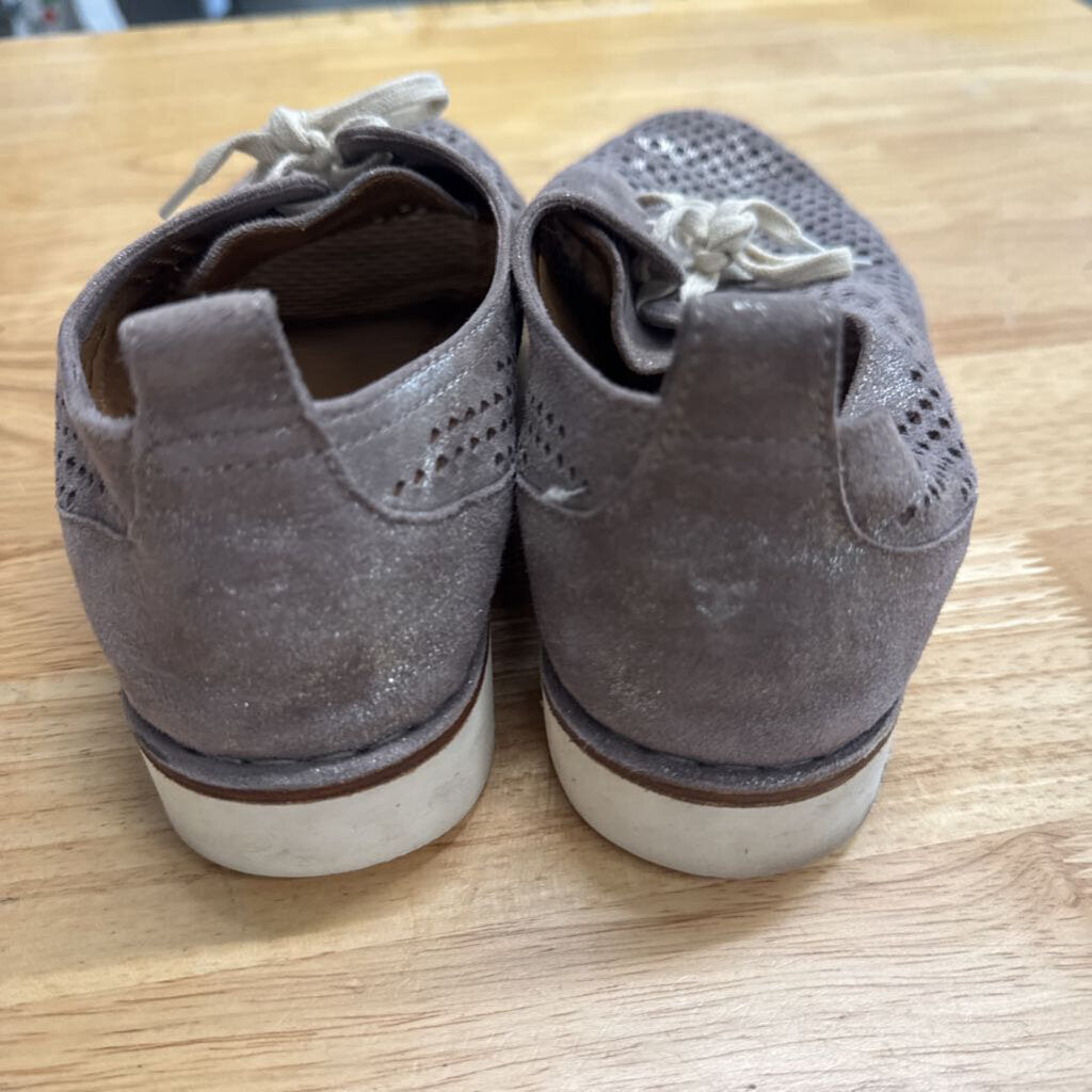 Trask Grey Metallic Lena Perforated Leather Sneakers 8