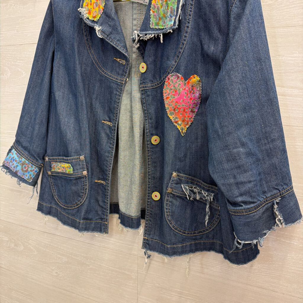 Groovy Garments Patchwork Denim Jacket Large