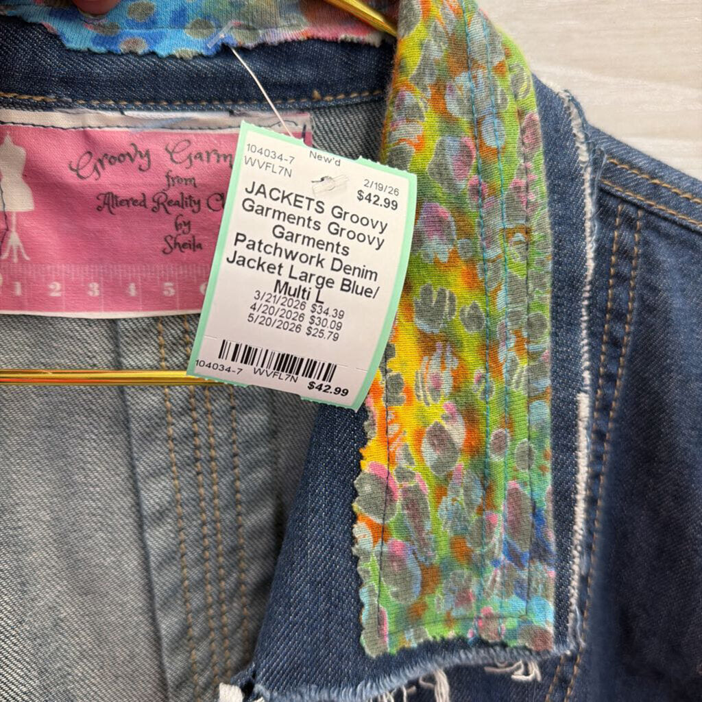 Groovy Garments Patchwork Denim Jacket Large