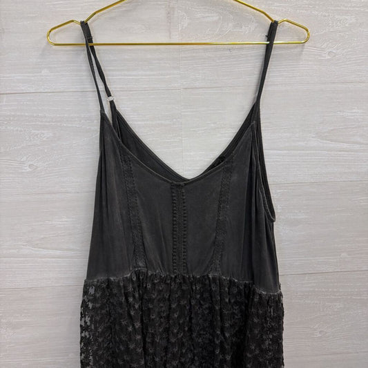 POL Grey Sheer Embroidered Dress Large