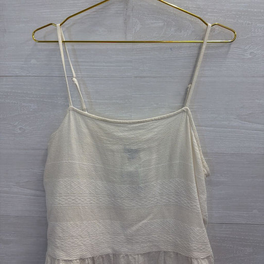 Ana Cream Cotton Fringe Hem Tank Top Extra Large