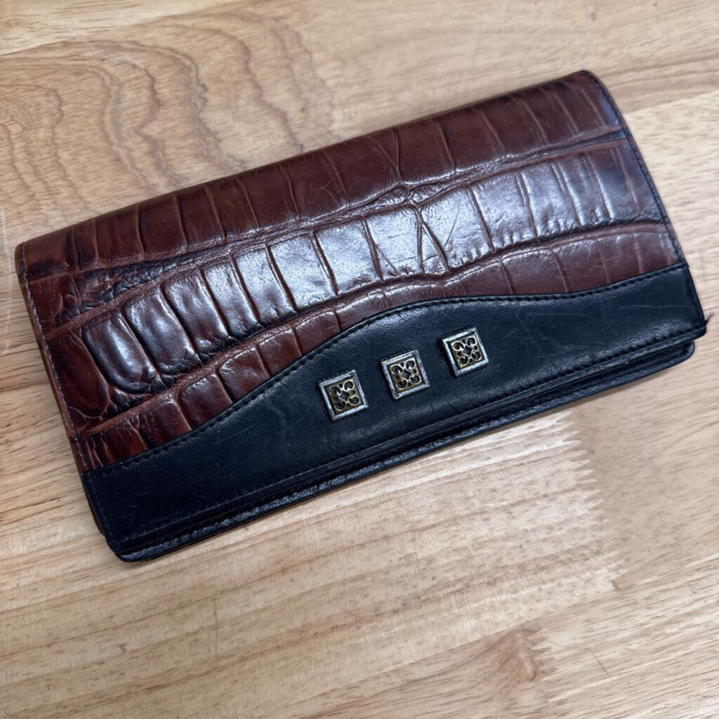 Brighton Brown Crocodile Embossed Leather Wallet