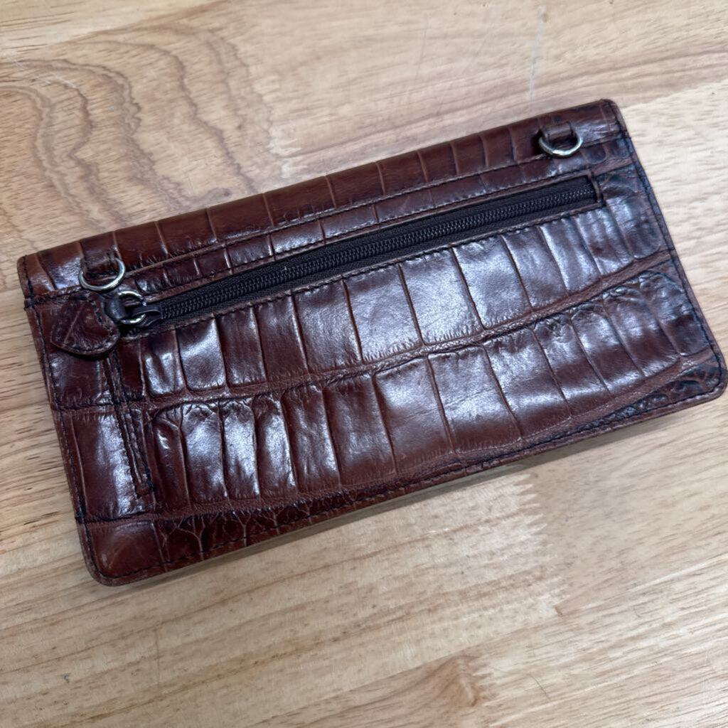 Brighton Brown Crocodile Embossed Leather Wallet