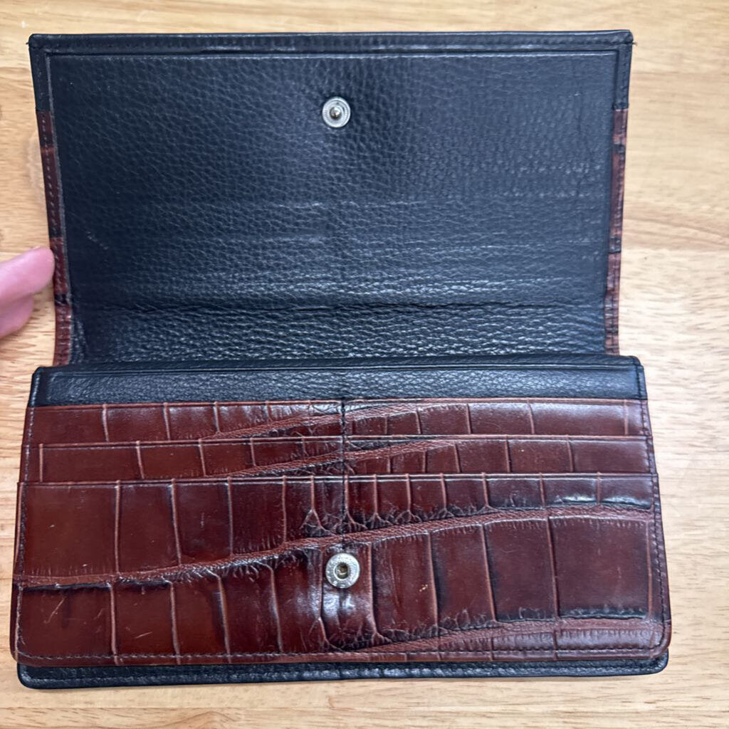 Brighton Brown Crocodile Embossed Leather Wallet
