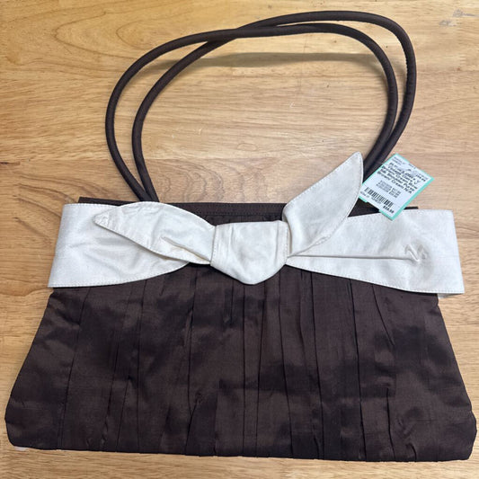 Vintage Claire V Brown/ Cream Bow Silk Shoulder Purse