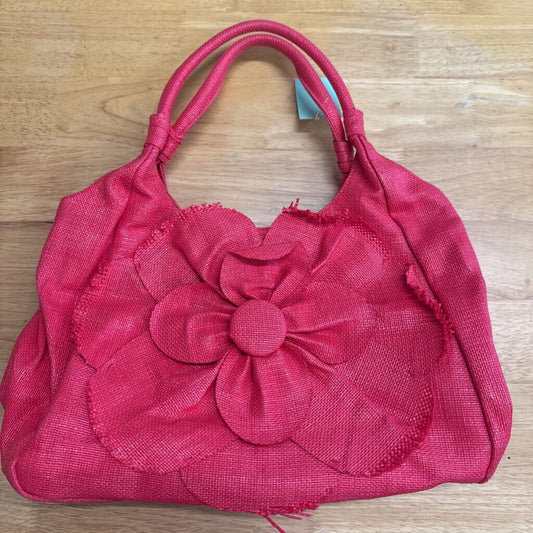 Hot Pink Woven Flower Shoulder Purse