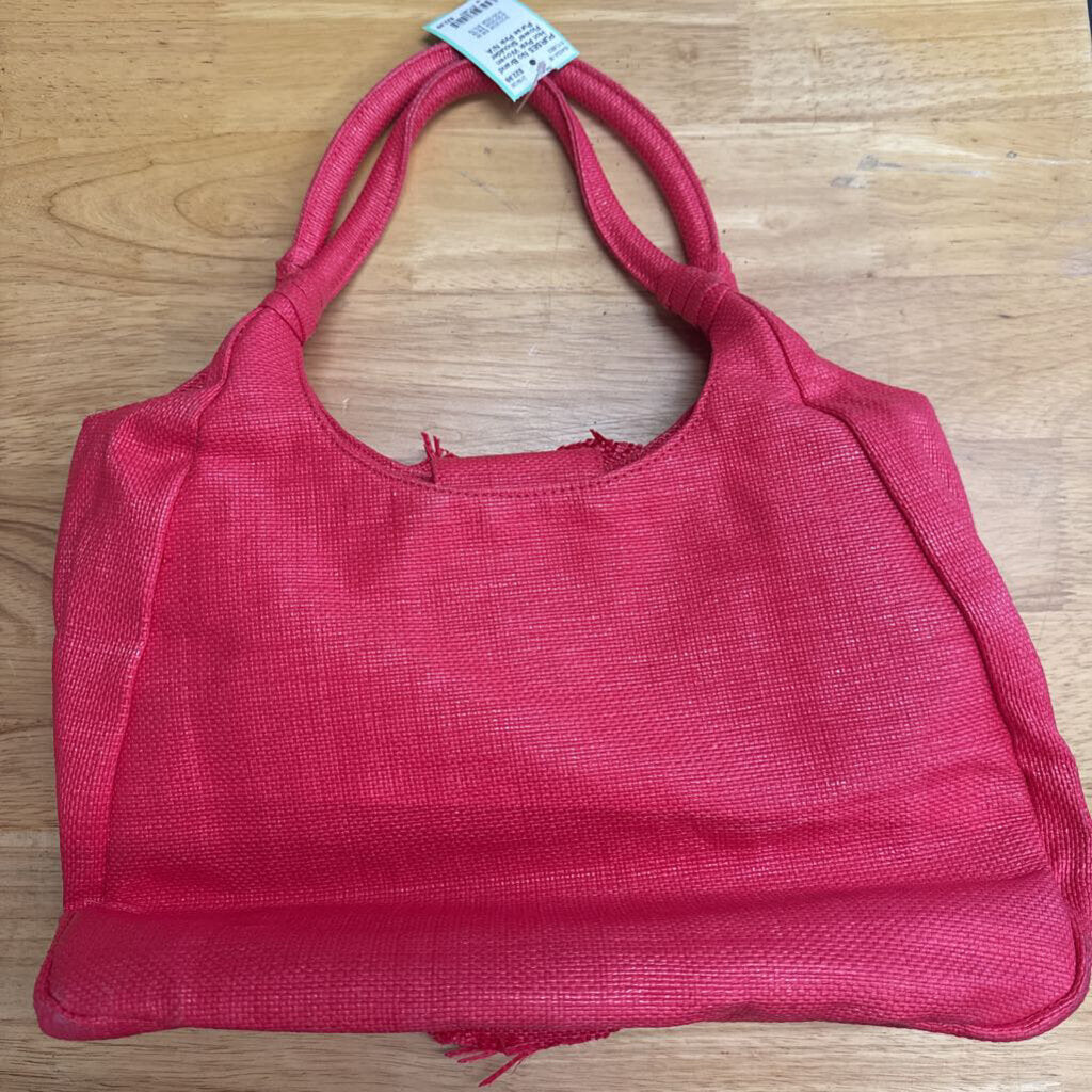 Hot Pink Woven Flower Shoulder Purse