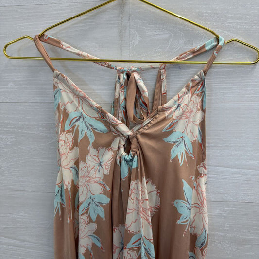 Intimately Free People Pink/ Multi Silky Floral Print Tank Top Medium