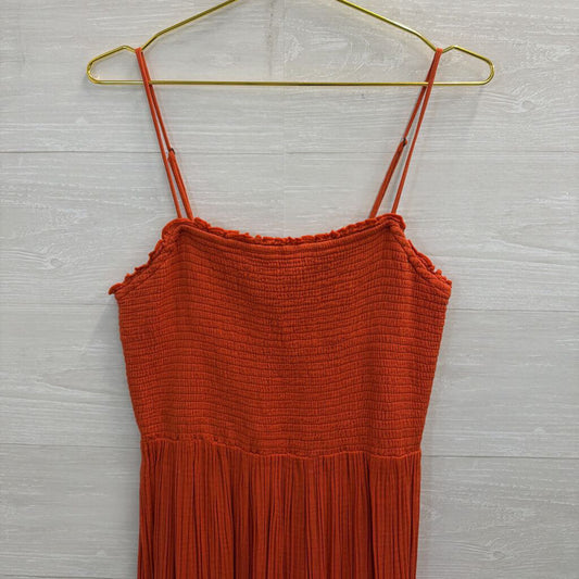 Anthropologie Orange Smocked Top Textured Maxi Dress Medium
