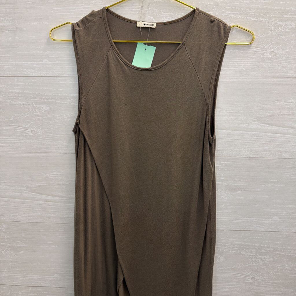 LA Made Grey Split Front Tank Top Small