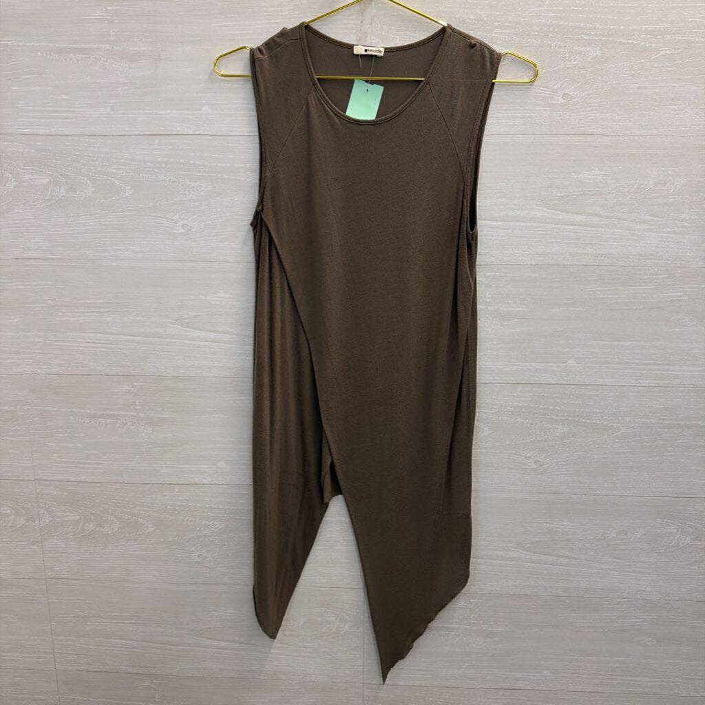 LA Made Grey Split Front Tank Top Small