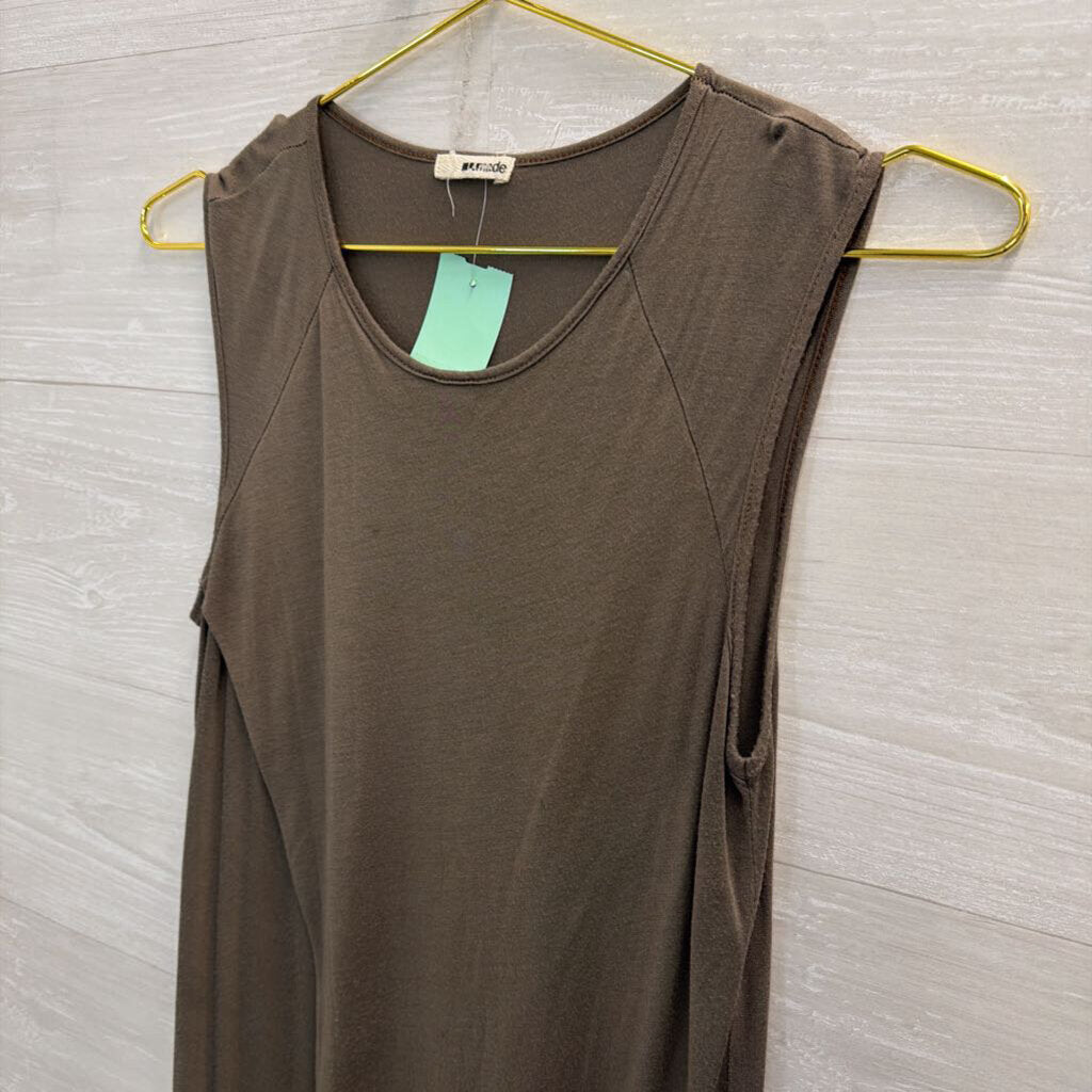 LA Made Grey Split Front Tank Top Small