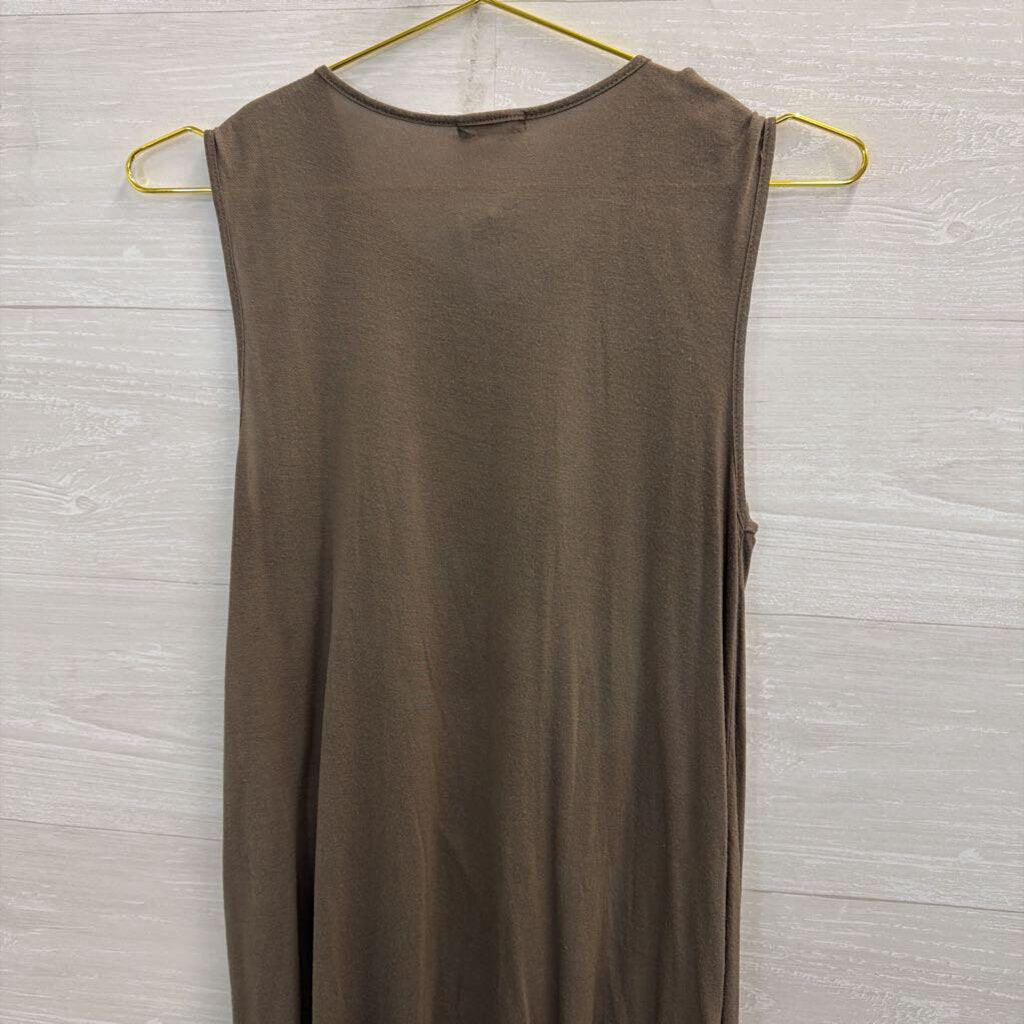 LA Made Grey Split Front Tank Top Small