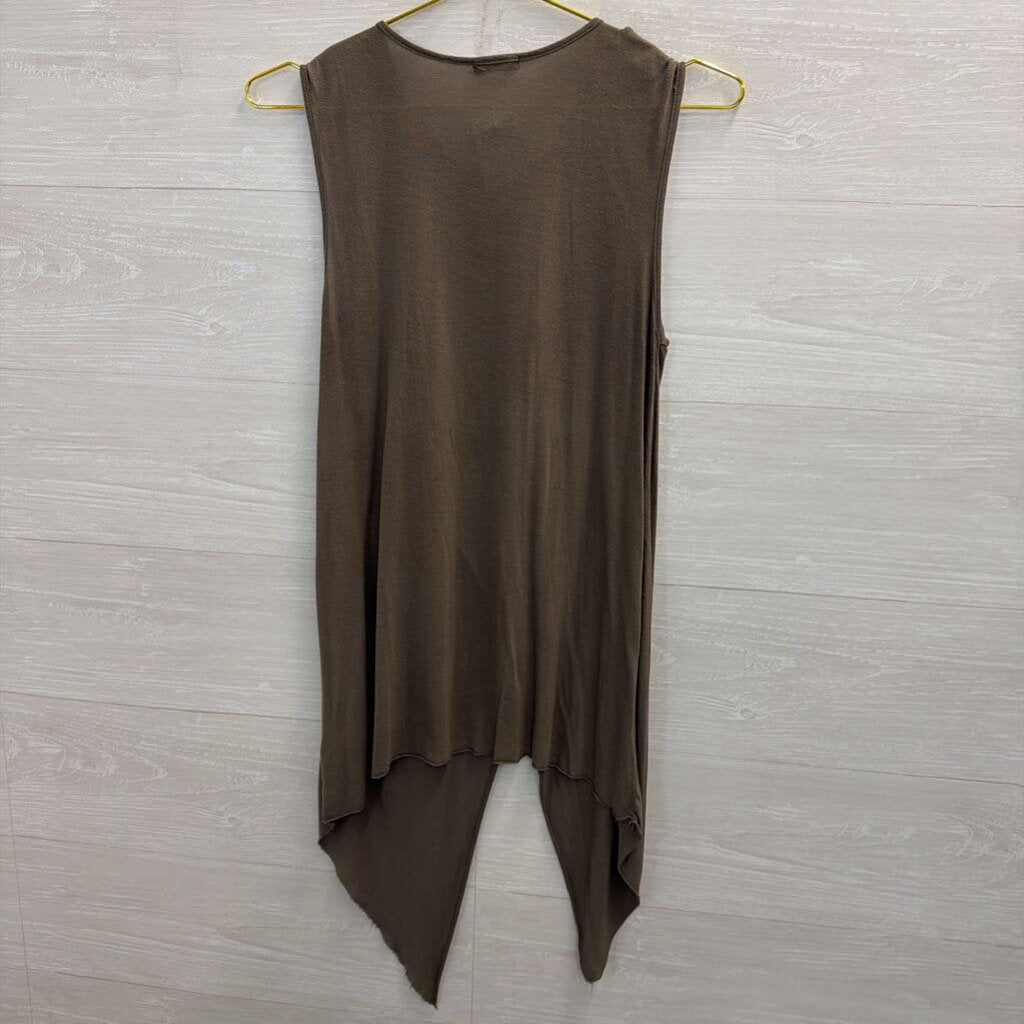 LA Made Grey Split Front Tank Top Small