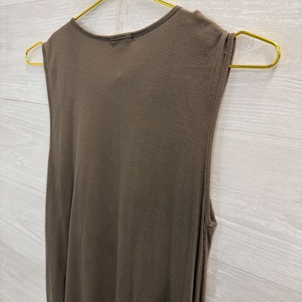 LA Made Grey Split Front Tank Top Small