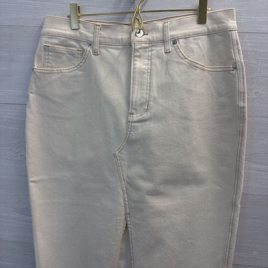 Veronica Beard Cream Denim Split Front Midi Skirt 10