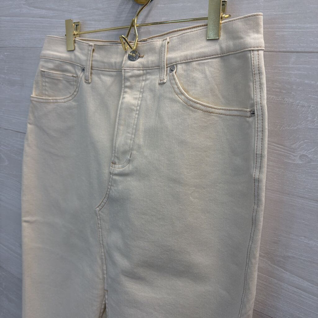 Veronica Beard Cream Denim Split Front Midi Skirt 10