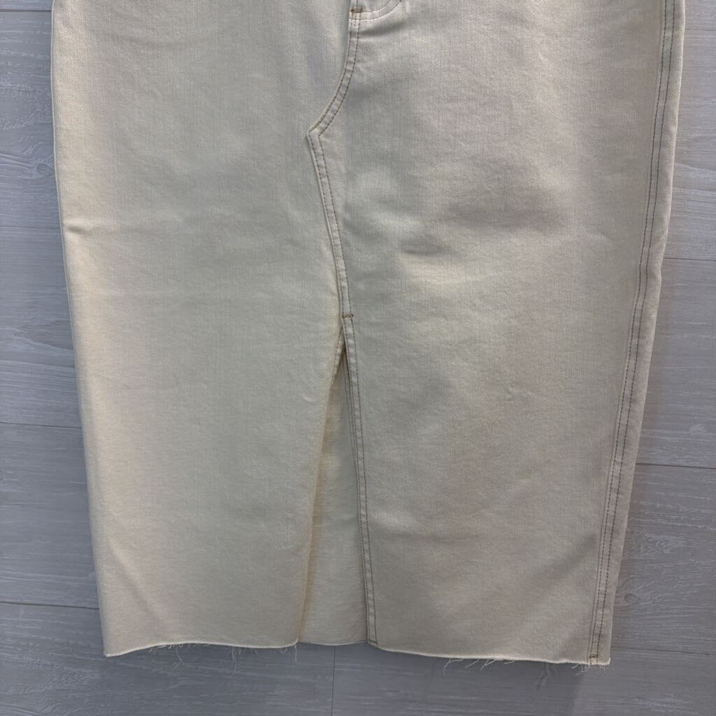 Veronica Beard Cream Denim Split Front Midi Skirt 10