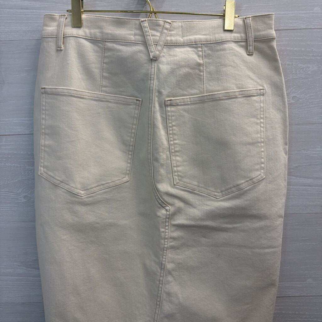Veronica Beard Cream Denim Split Front Midi Skirt 10