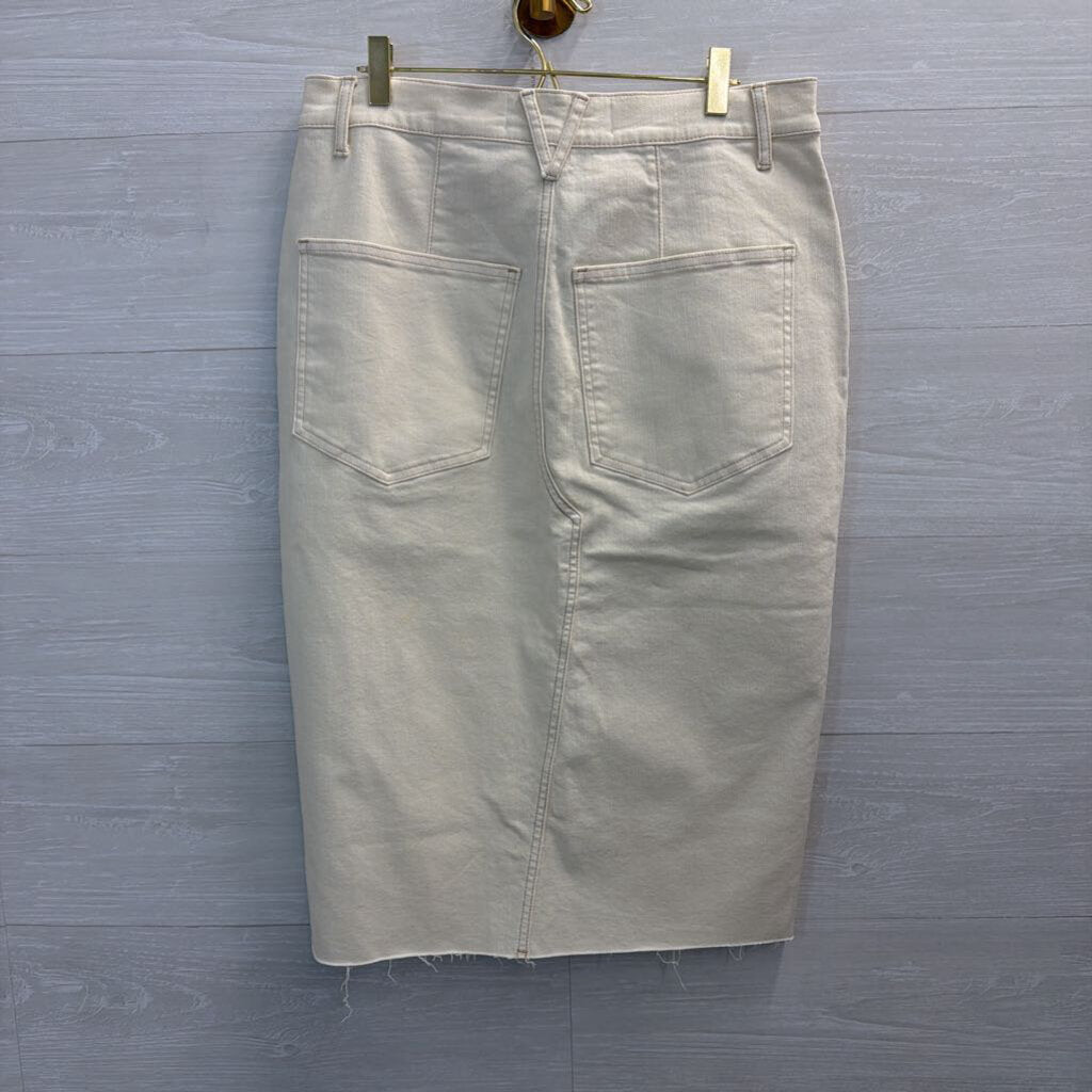 Veronica Beard Cream Denim Split Front Midi Skirt 10
