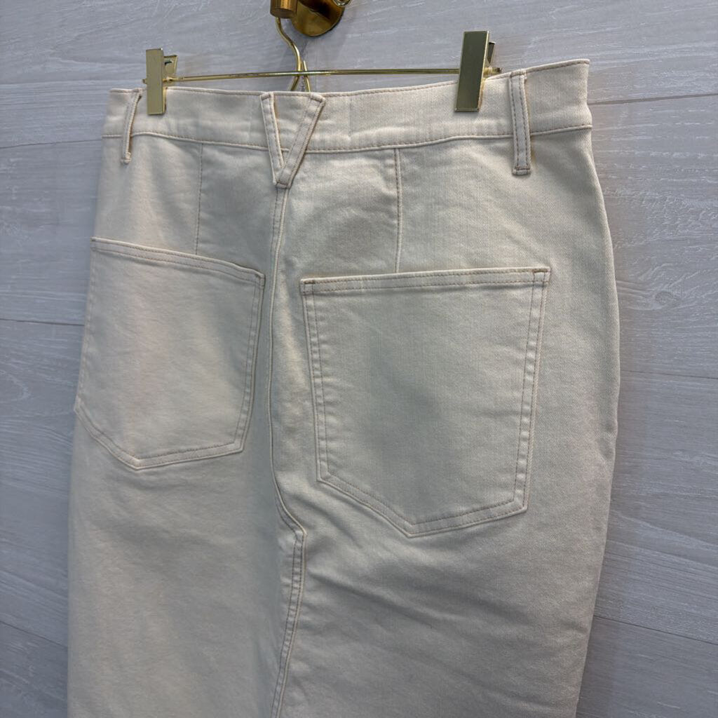 Veronica Beard Cream Denim Split Front Midi Skirt 10