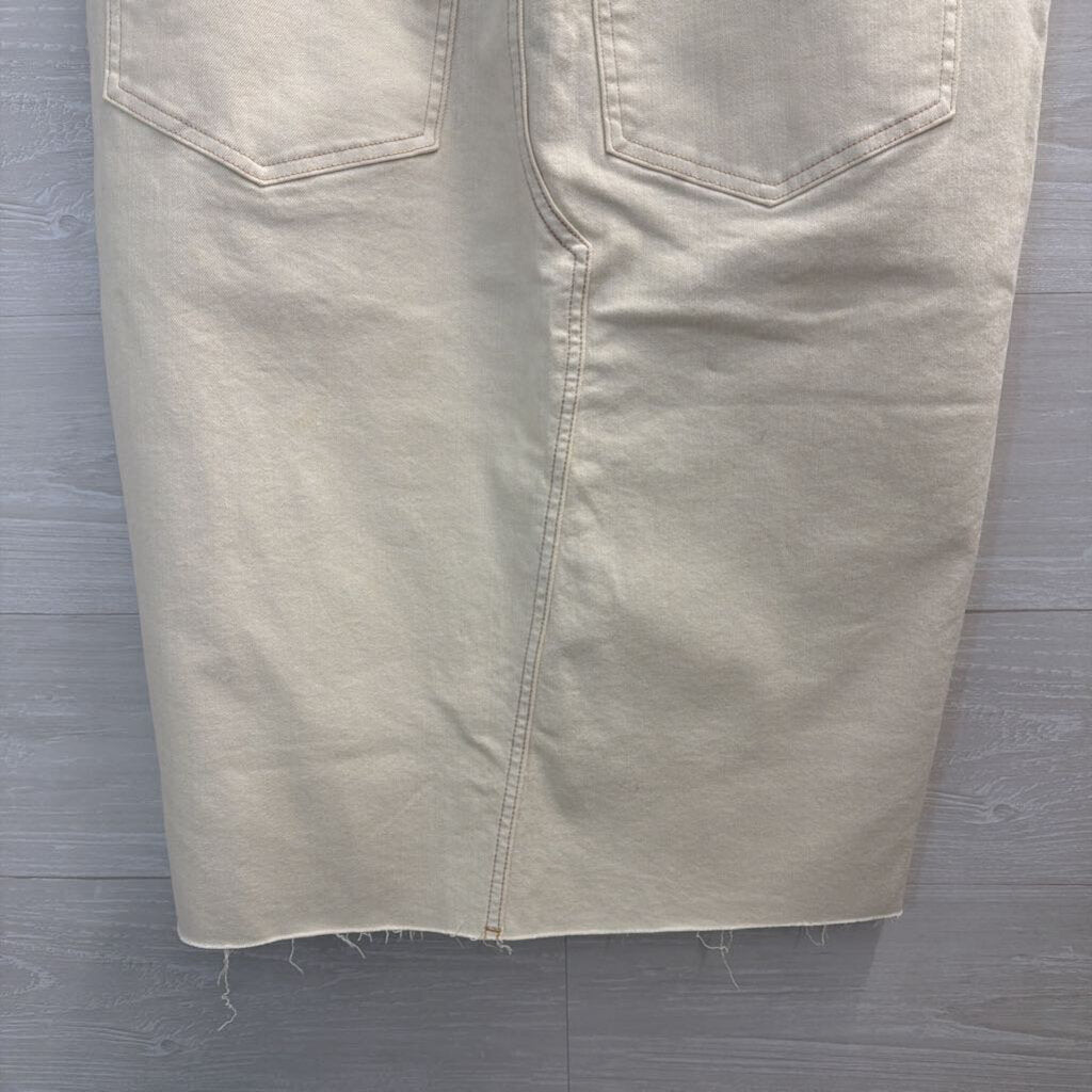 Veronica Beard Cream Denim Split Front Midi Skirt 10