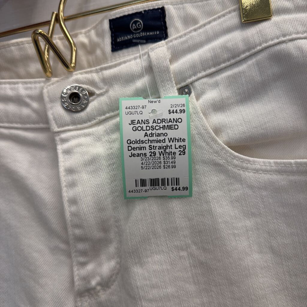 Adriano Goldschmied White Denim Straight Leg Jeans 29