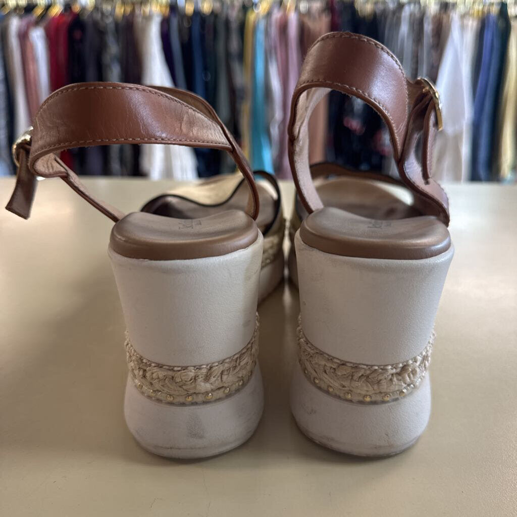 Nero Giardini Gold/ Brown Platform Wedge Sandals 40