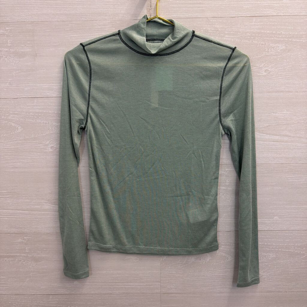 Madewell Blue Long Sleeve Mock Neck Top Small